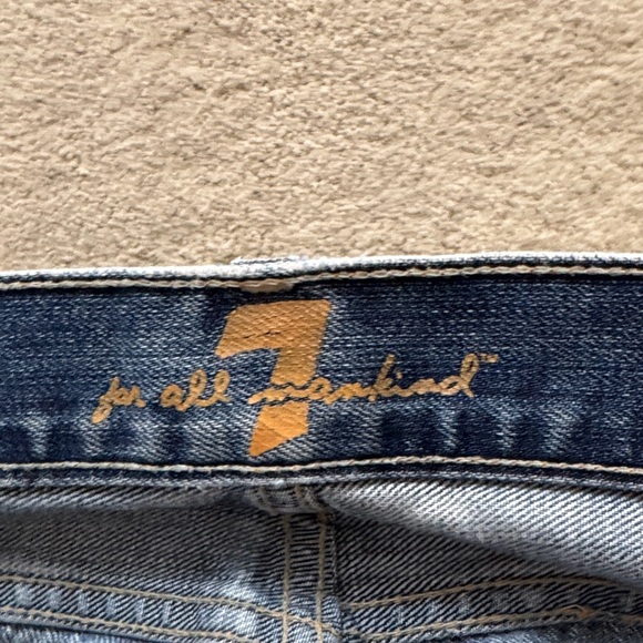 Sz 27 Vintage 7 For All Mankind Blue Distressed Flare Jeans 100% cotton - Picture 4 of 7